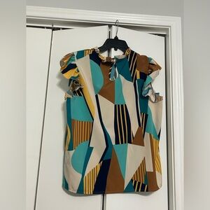 SHEIN Multicolor Geometric Print Top